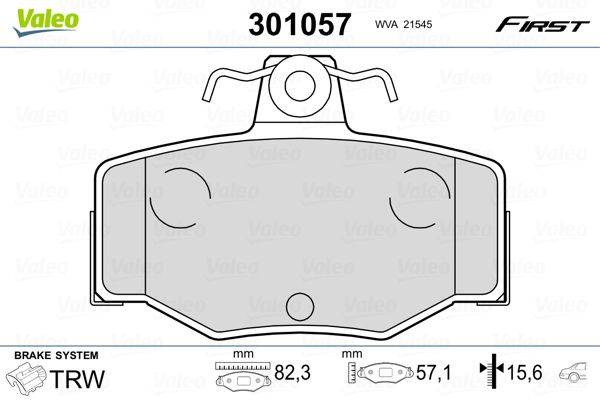 Valeo 301057 Bremsbelagsatz, Scheibenbremse