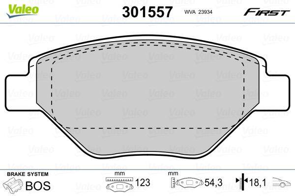 Valeo 301557 Bremsbelagsatz, Scheibenbremse