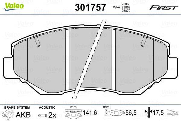 Valeo 301757 Bremsbelagsatz, Scheibenbremse
