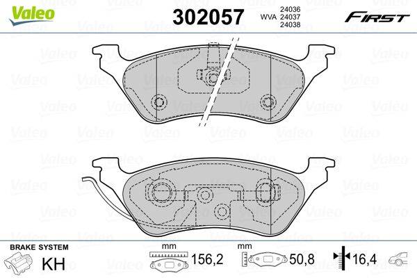 Valeo 302057 Bremsbelagsatz, Scheibenbremse