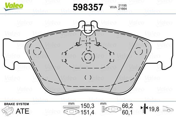 Valeo 598357 Bremsbelagsatz, Scheibenbremse