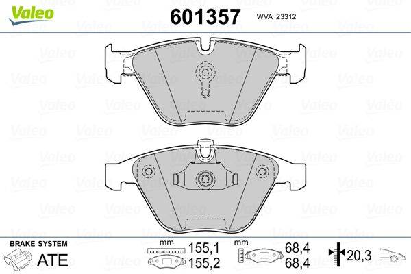 Valeo 601357 Bremsbelagsatz, Scheibenbremse