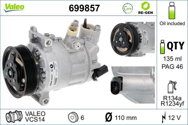 Valeo 699857 Kompressor, Klimaanlage