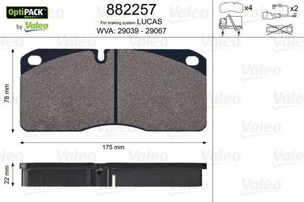 Valeo 882257 Bremsbelagsatz, Scheibenbremse