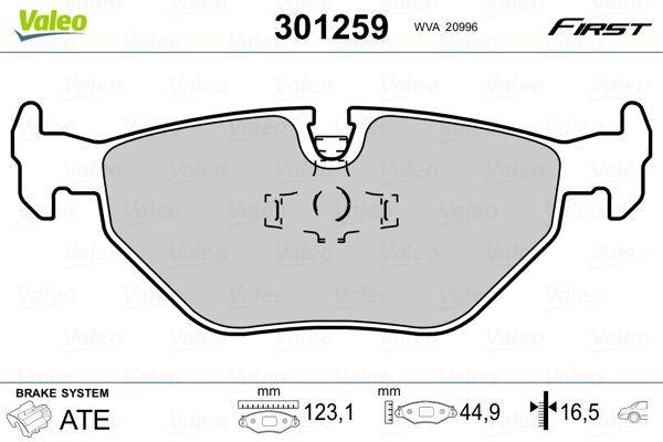 Valeo 301259 Bremsbelagsatz, Scheibenbremse