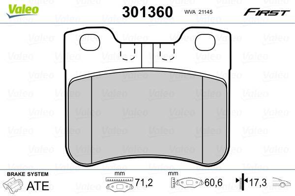 Valeo 301360 Bremsbelagsatz, Scheibenbremse