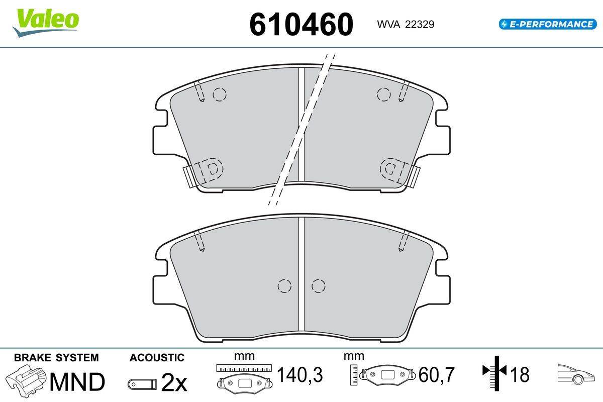 Valeo 610460 Bremsbelagsatz, Scheibenbremse