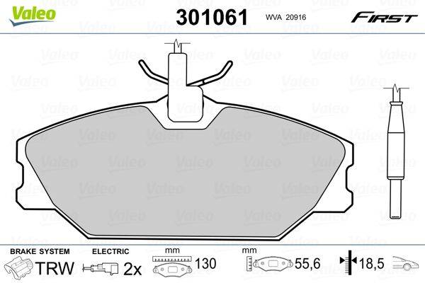 Valeo 301061 Bremsbelagsatz, Scheibenbremse