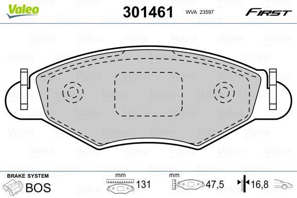 Valeo 301461 Bremsbelagsatz, Scheibenbremse