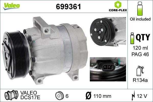 Valeo 699361 Kompressor, Klimaanlage