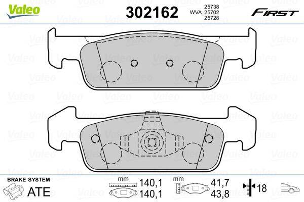 Valeo 302162 Bremsbelagsatz, Scheibenbremse