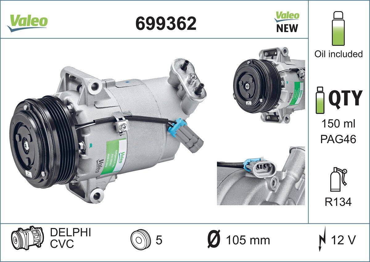 Valeo 699362 Kompressor, Klimaanlage