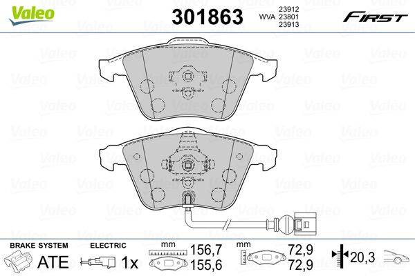 Valeo 301863 Bremsbelagsatz, Scheibenbremse