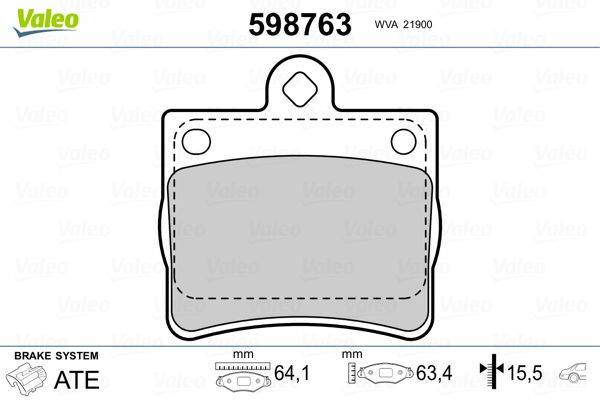 Valeo 598763 Bremsbelagsatz, Scheibenbremse