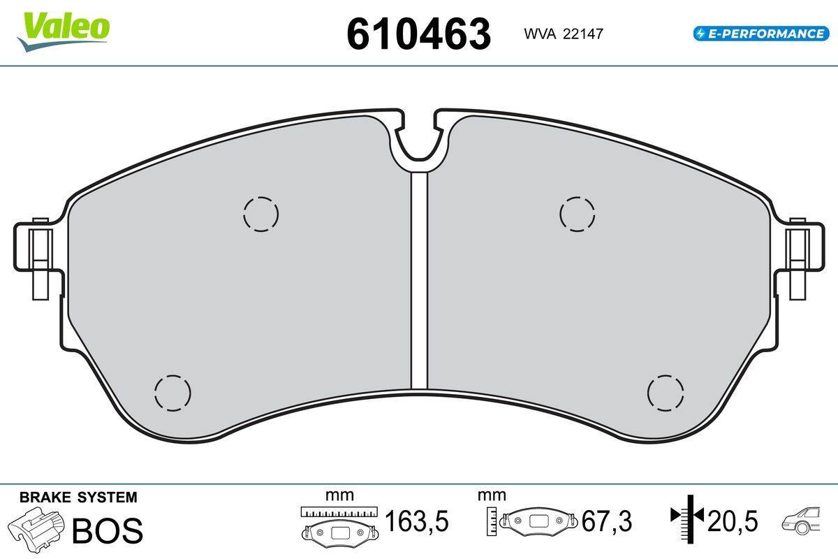 Valeo 610463 Bremsbelagsatz, Scheibenbremse