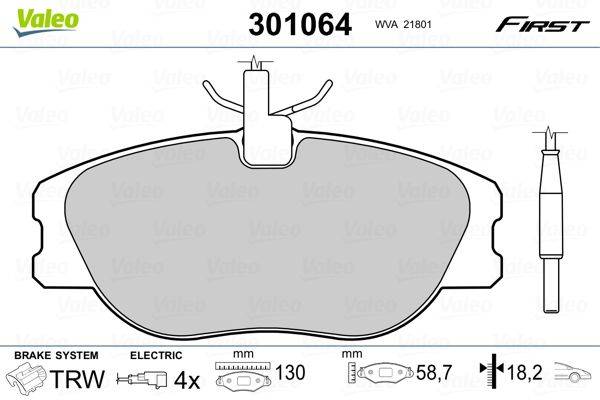Valeo 301064 Bremsbelagsatz, Scheibenbremse