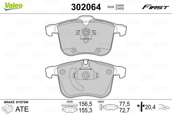Valeo 302064 Bremsbelagsatz, Scheibenbremse