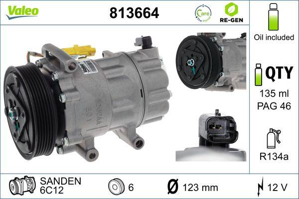 Valeo 813664 Kompressor, Klimaanlage