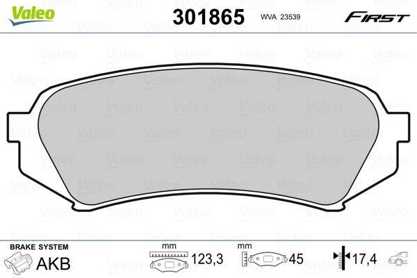 Valeo 301865 Bremsbelagsatz, Scheibenbremse