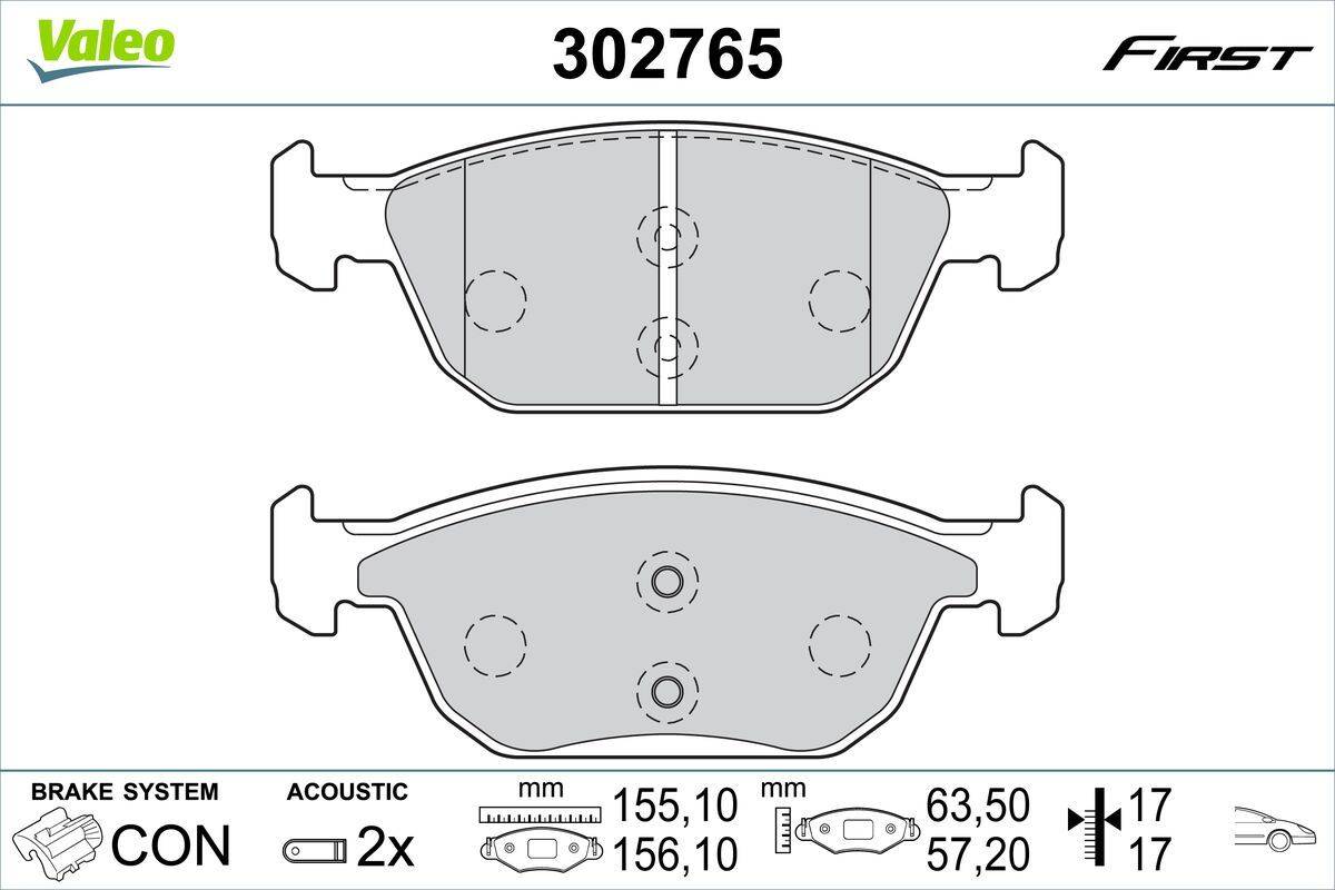Valeo 302765 Bremsbelagsatz, Scheibenbremse