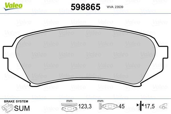 Valeo 598865 Bremsbelagsatz, Scheibenbremse