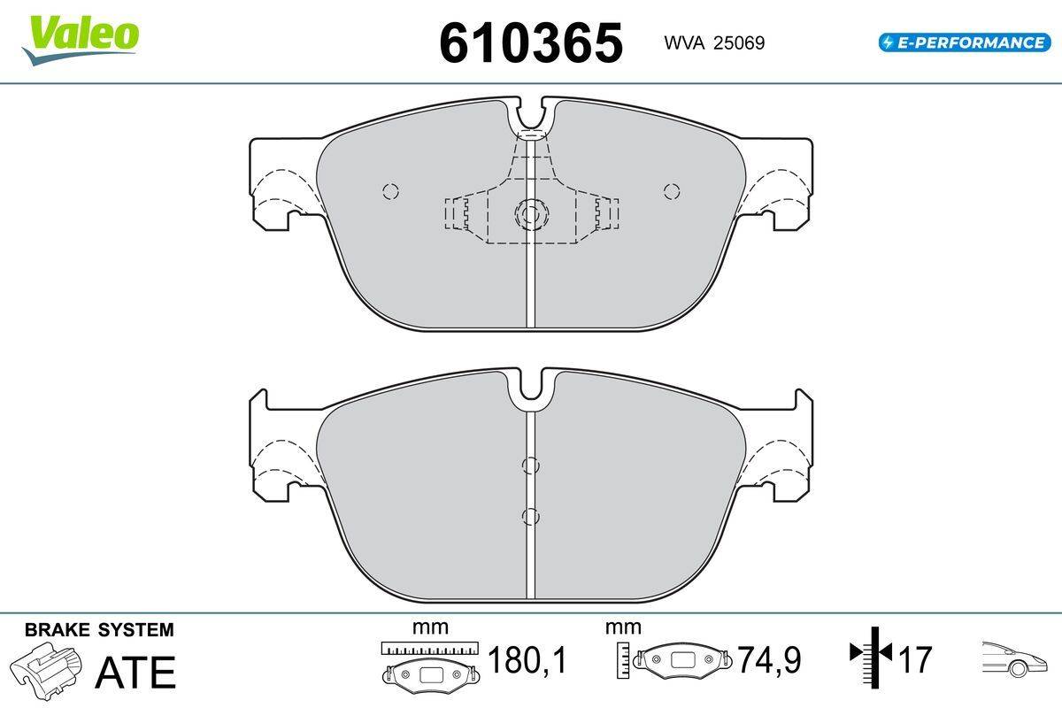 Valeo 610365 Bremsbelagsatz, Scheibenbremse