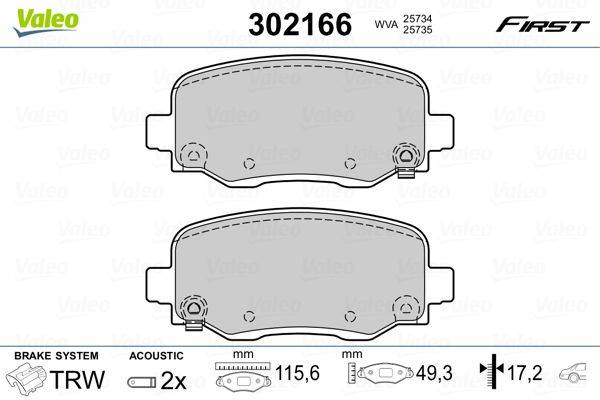 Valeo 302166 Bremsbelagsatz, Scheibenbremse