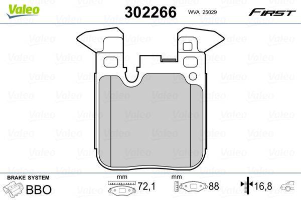 Valeo 302266 Bremsbelagsatz, Scheibenbremse