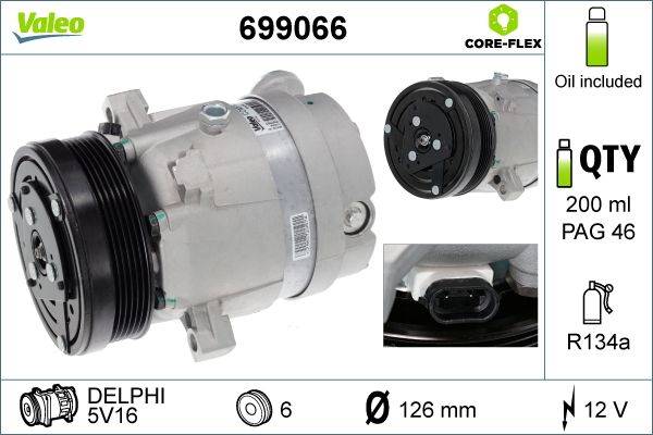 Valeo 699066 Kompressor, Klimaanlage