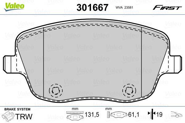 Valeo 301667 Bremsbelagsatz, Scheibenbremse