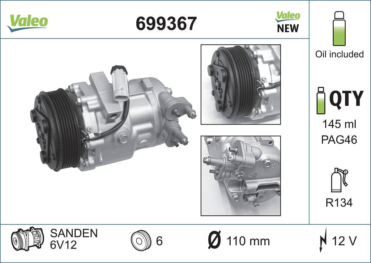 Valeo 699367 Kompressor, Klimaanlage