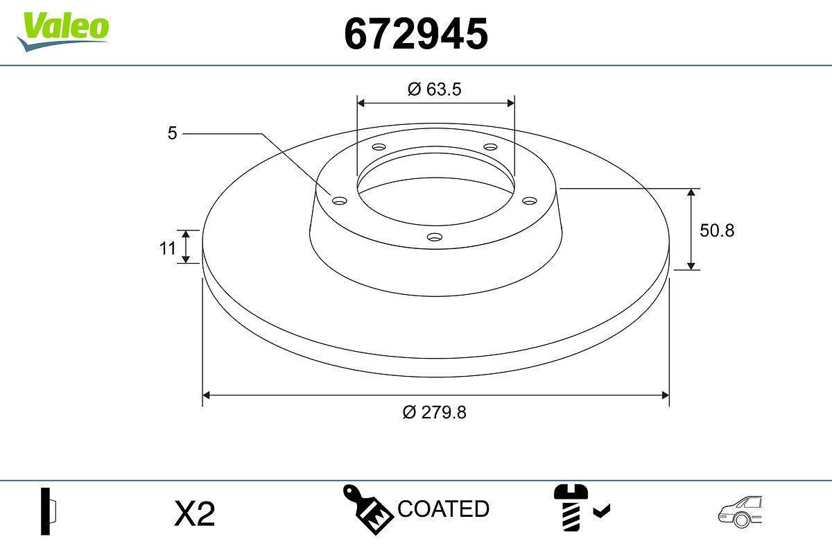 Valeo 672945 Bremsscheibe