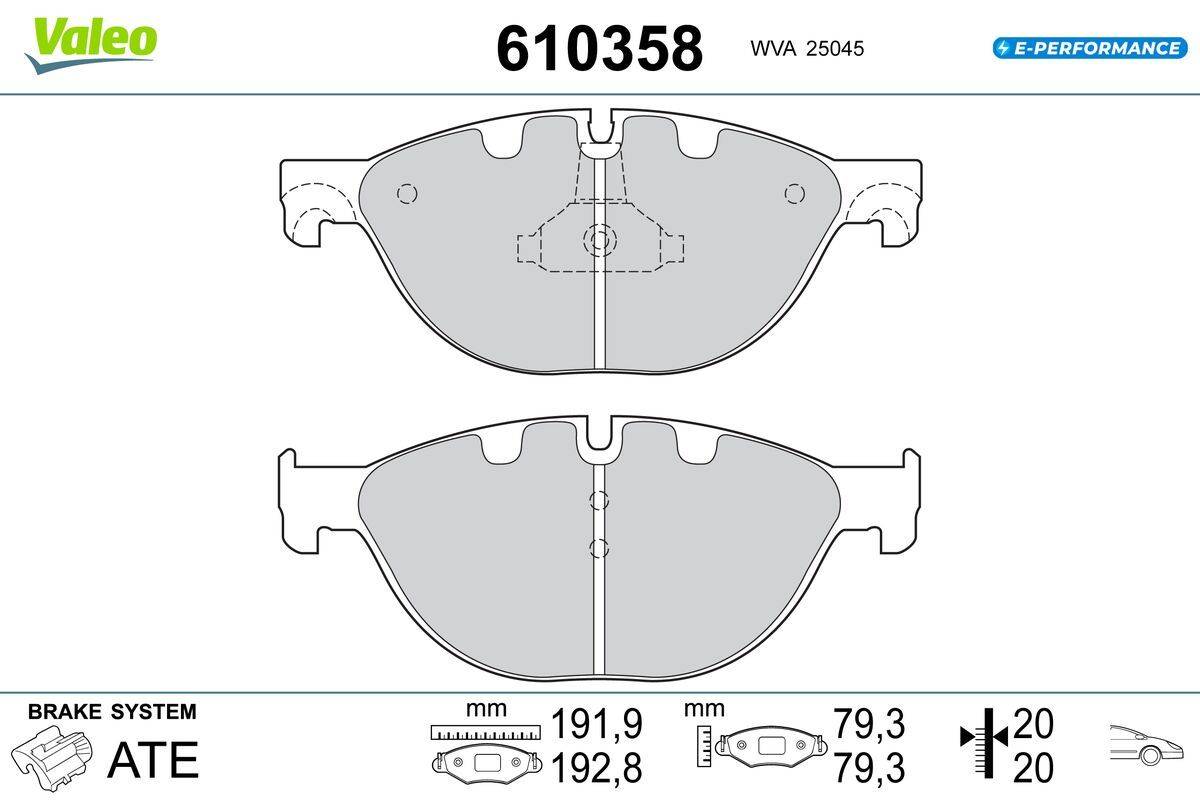 Valeo 610358 Bremsbelagsatz, Scheibenbremse