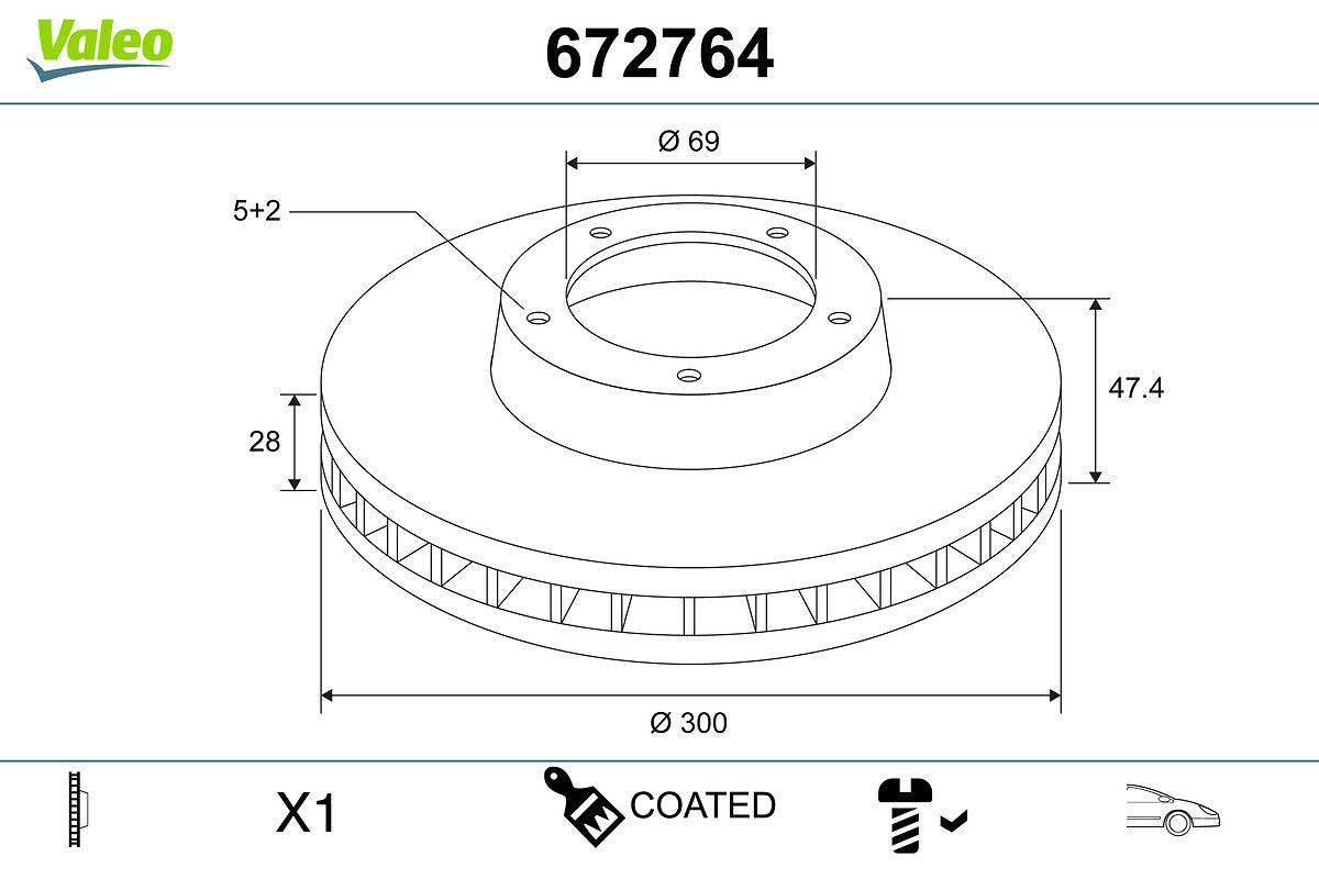 Valeo 672764 Bremsscheibe