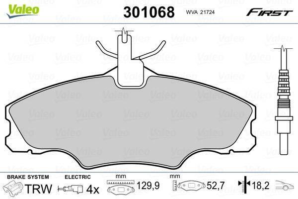 Valeo 301068 Bremsbelagsatz, Scheibenbremse