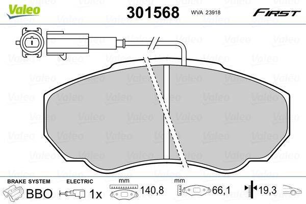 Valeo 301568 Bremsbelagsatz, Scheibenbremse