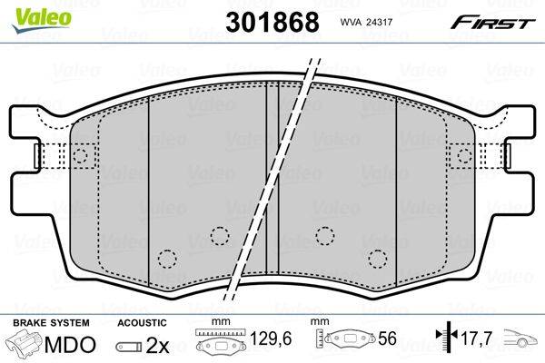 Valeo 301868 Bremsbelagsatz, Scheibenbremse