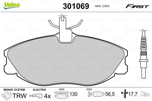 Valeo 301069 Bremsbelagsatz, Scheibenbremse