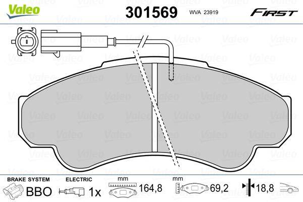 Valeo 301569 Bremsbelagsatz, Scheibenbremse