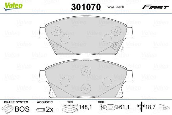 Valeo 301070 Bremsbelagsatz, Scheibenbremse