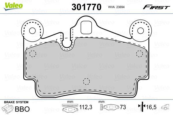 Valeo 301770 Bremsbelagsatz, Scheibenbremse