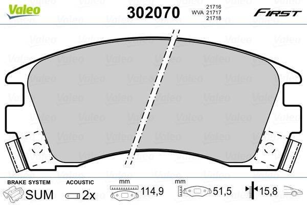 Valeo 302070 Bremsbelagsatz, Scheibenbremse