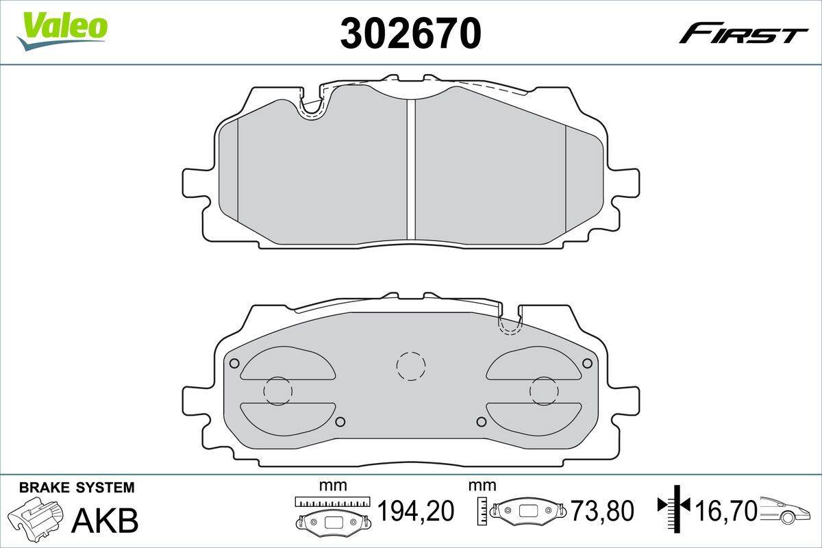 Valeo 302670 Bremsbelagsatz, Scheibenbremse