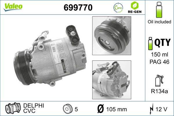 Valeo 699770 Kompressor, Klimaanlage