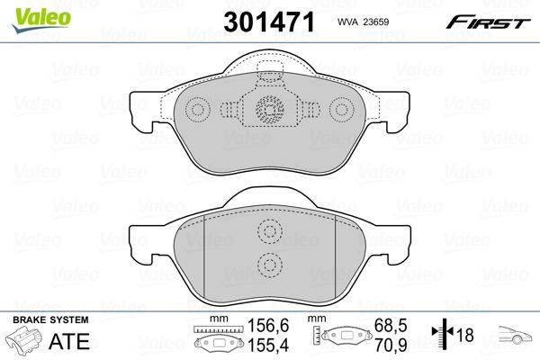 Valeo 301471 Bremsbelagsatz, Scheibenbremse