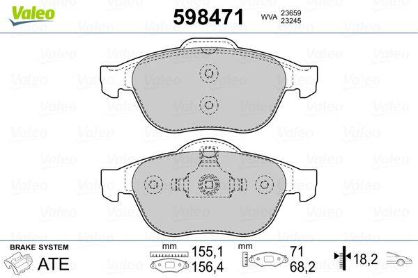 Valeo 598471 Bremsbelagsatz, Scheibenbremse