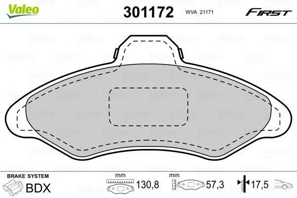 Valeo 301172 Bremsbelagsatz, Scheibenbremse