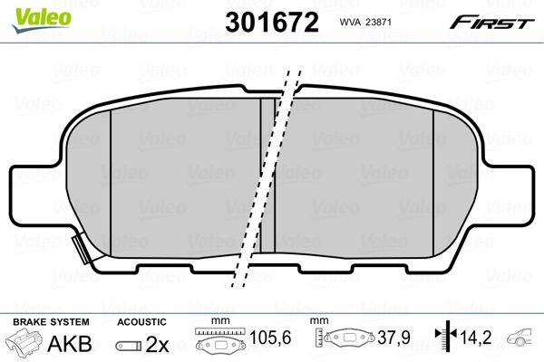 Valeo 301672 Bremsbelagsatz, Scheibenbremse