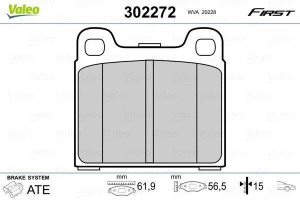 Valeo 302272 Bremsbelagsatz, Scheibenbremse