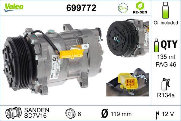 Valeo 699772 Kompressor, Klimaanlage